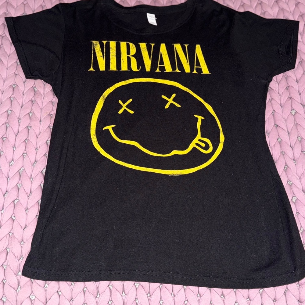 Nirvana Black T-Shirt with Yellow Graphic